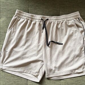 Beige Athletic Shorts with Drawstring
